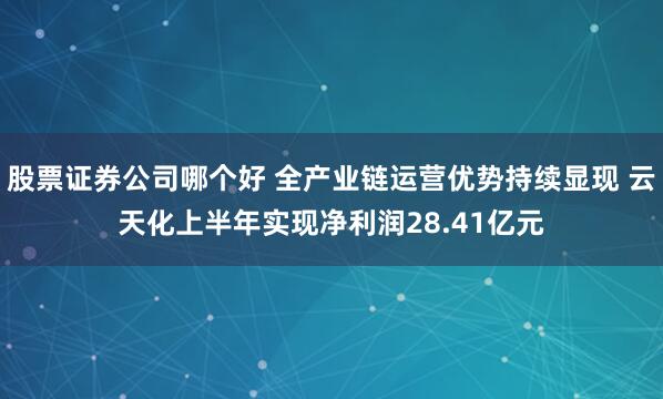 股票证券公司哪个好 全产业链运营优势持续显现 云天化上半年实现净利润28.41亿元